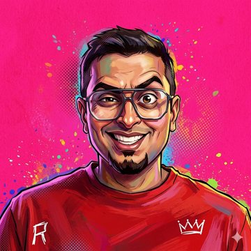 Pop-art illustrated avatar of Karthik used by the Goblin Mode theme